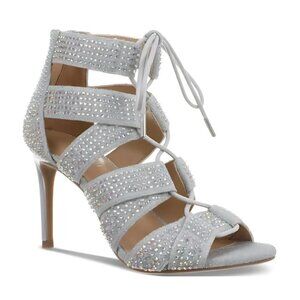 Thalia Sodi Sandy Lace Up Silver Stiletto Sandals Women’s Size 6 NIB